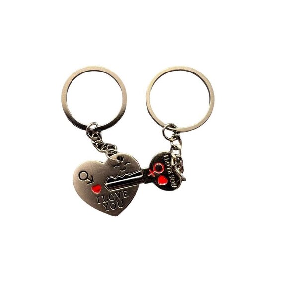 𝅺VALENTINE Keychain Set Heart And Key - Picture 3 of 4